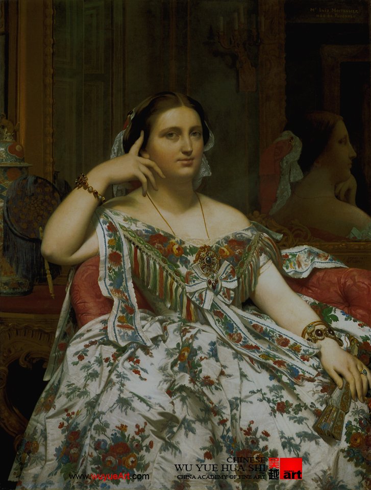 静坐的墨瓦特雪夫人﹝Madame Moitessier Seated﹞ 1856 年 油彩 画布，120 x 92 公分 国家画廊，伦敦﹝London﹞，英国