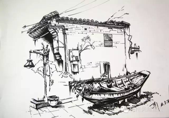 古风景手绘线稿