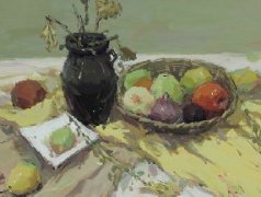 教师暑期色彩作品《桌面上的水果》2012年8月