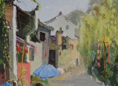 学生丽水下乡色彩风景写生作品