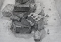 杭州吴越画室学生静物素描 砖块
