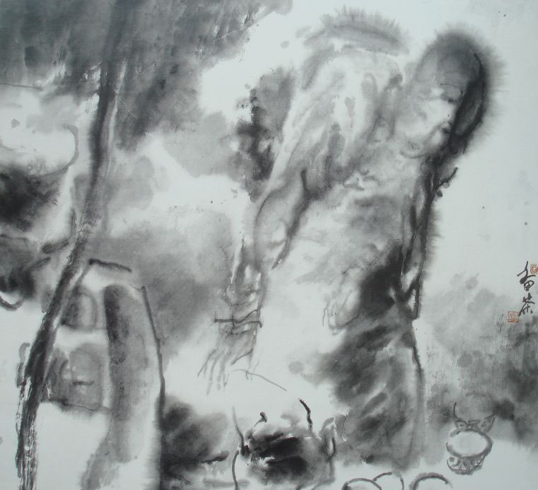 备茶100x100xm吴山明1995年,中国画