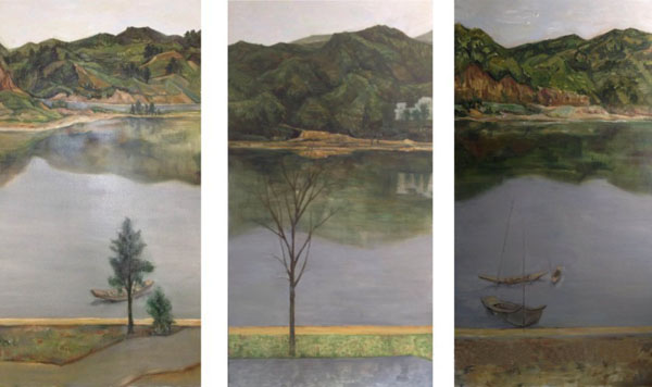 解培林：《春来江水》 150cm×82cm×3