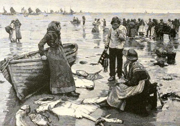 《在康沃尔的海滩卖鱼》(A Fish Sale on A Cornish Beach)。
