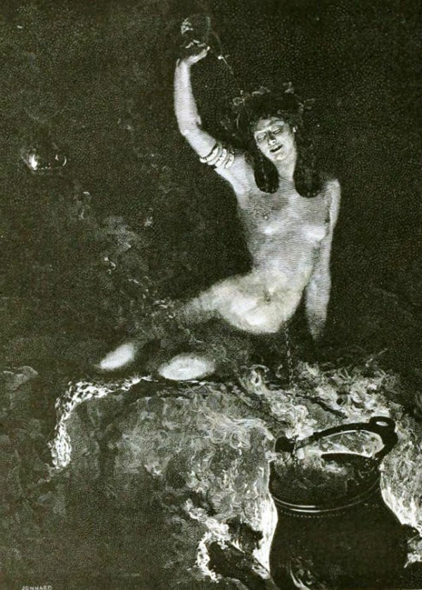 《一个咒语》(An Incantation)。作品中的女巫的神态描述,惟妙惟肖。