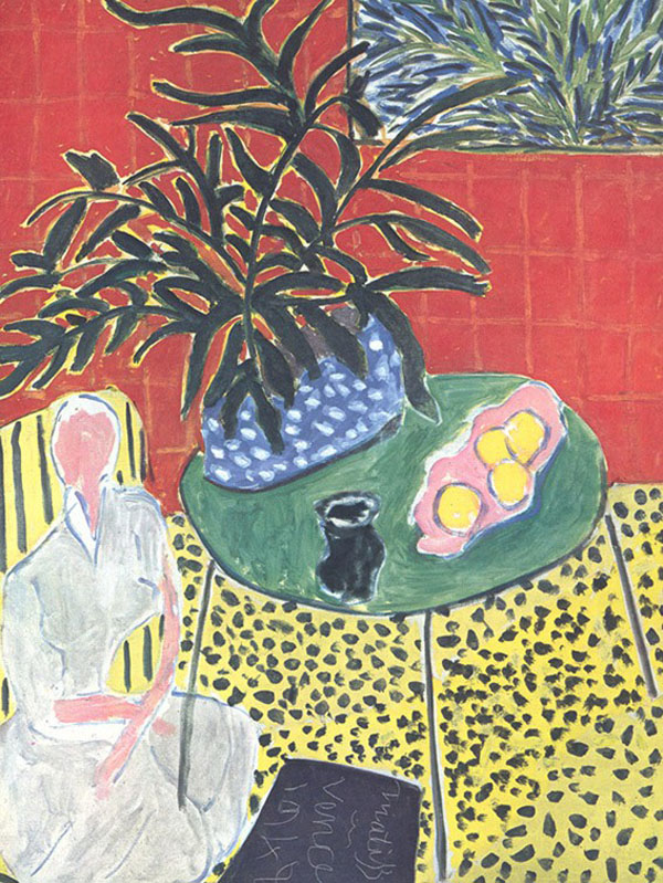 ▼ RED INTERIOR, STILL ON A BLUE TABLE 1947