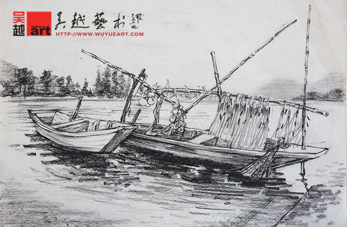 学生丽水下乡风景写生速写作品1