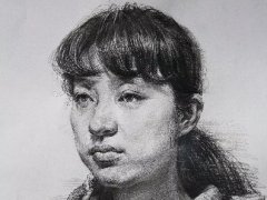 吴越教师素描头像女青年作品9