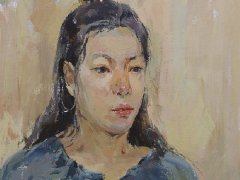 教师色彩头像作品女青年