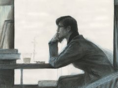 教师半身像素描作品男青年