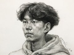 素描男青年头像写生